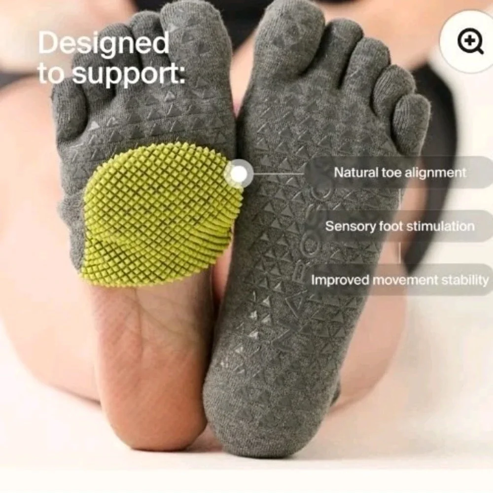 Naboso Textured‎ Toe Sock With Sensory Texture Size Medium W 7.5-9.5 M 6-8 Gray